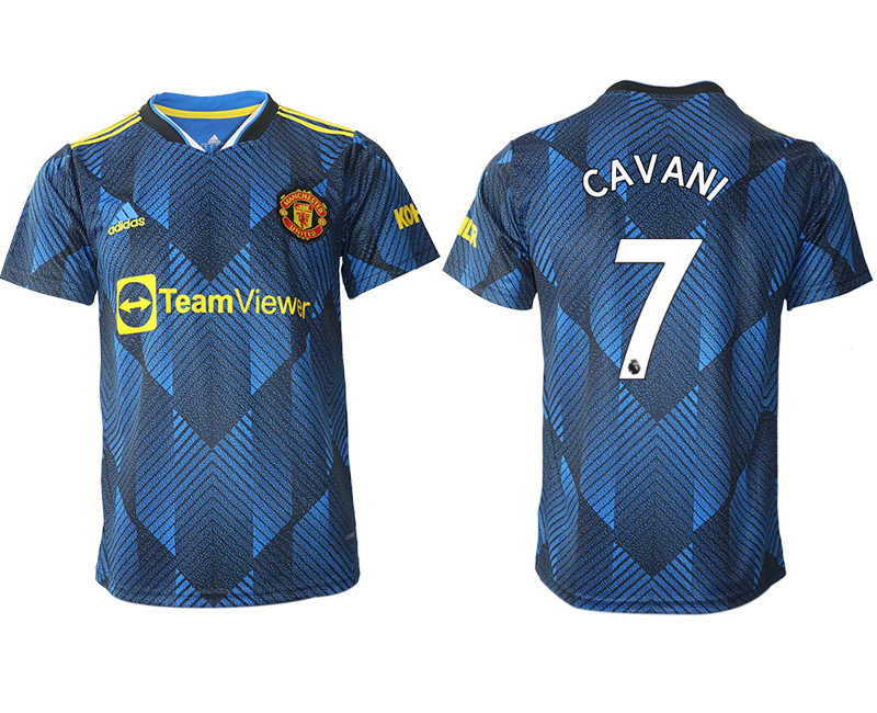 Men 2021-2022 Club Manchester United Second away aaa version blue #7 Soccer Jersey
